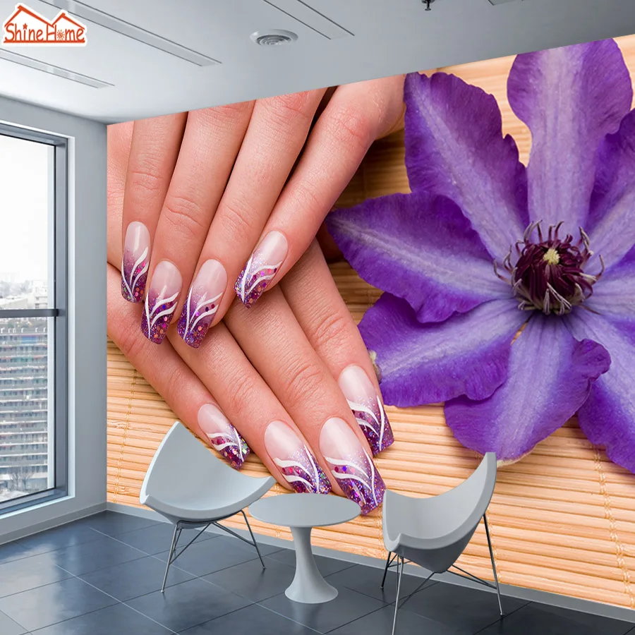 

ShineHome-Custom Wallpapers for 3 d Living Room Wall Paper Mural Rolls Nail Beauty Salon Wallpaper TV Shop Store Home Decoration