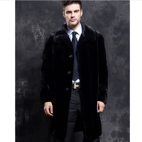 Роскошные Длинные мужские зимние пальто Clobee 2017 искусственный мех норки верхняя