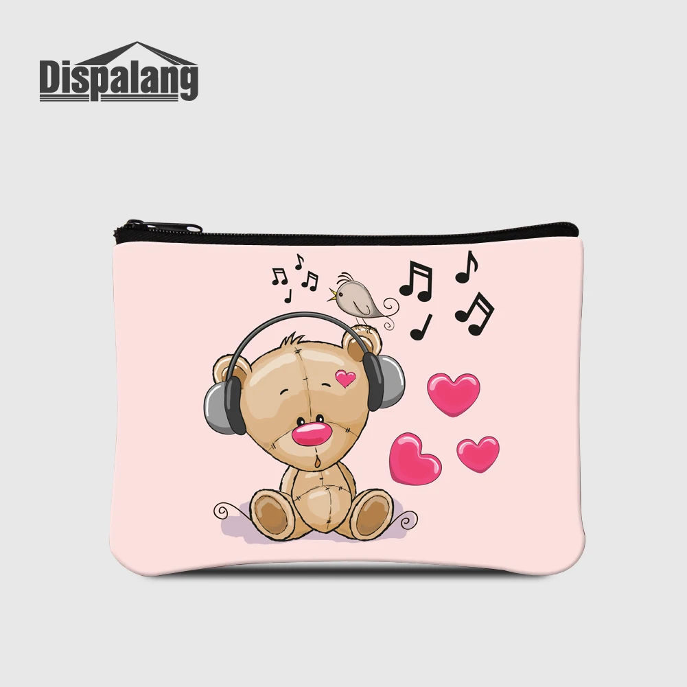 Dispalang Мультяшные кошельки с молнией для женщин принтом медведя Kawaii детские