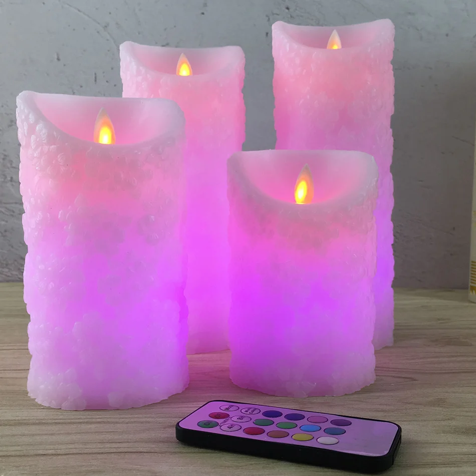 Розовый гардения в форме Беспламенной электронной свечи парафин светодиодный