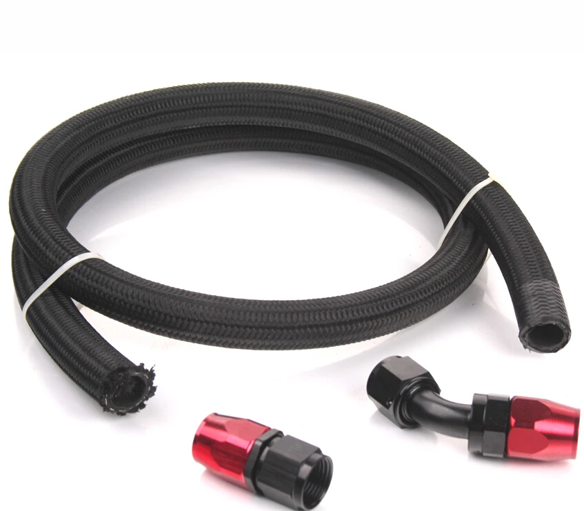 

AN 10 10-AN Nylon & Stainless Braided Oil/Fuel Line Hose 1 Meter Pipe+Straight+45 Degree Swivel Fitting Oil Hose End Adaptor Kit