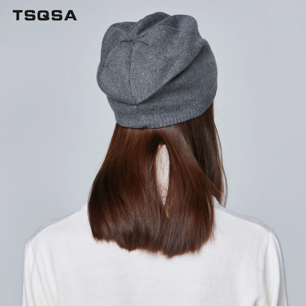 TSQSA 2019 Новая Зимняя Шапка Для Женщин Шапки Шерстяные Вязаные Модные Шапочки С