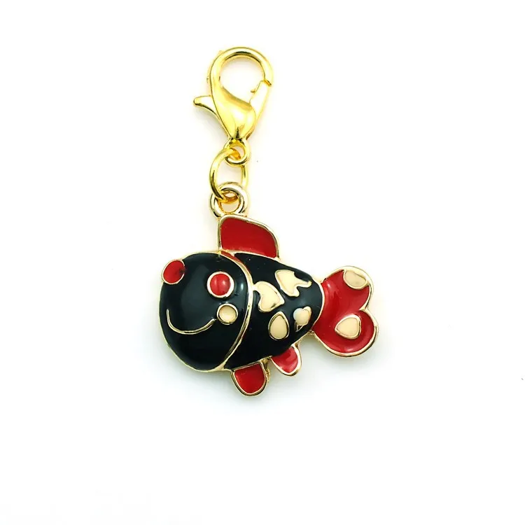 Бренд jinglang Новый Омар застежка очарование болтаются золотой цвет эмаль Рыба