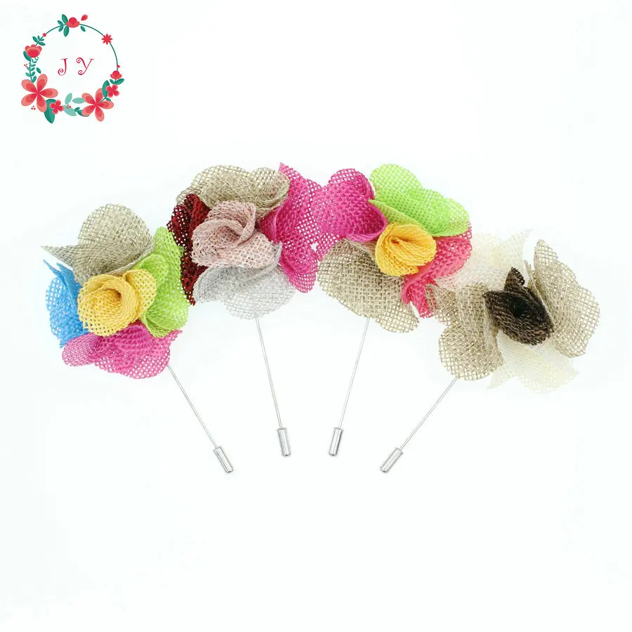 10pcs/lot brooch pin Linen Puff flower lapel 6cm suit boutonniere wedding groomsman button short wholesale | Дом и сад