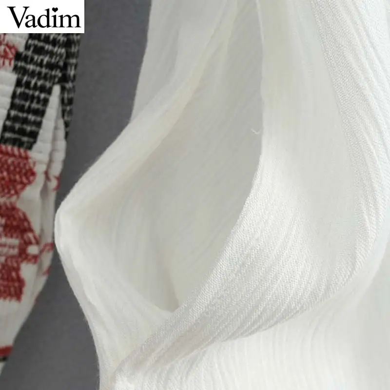 Вадим женщин народная emnroidery нерегулярные Плиссированные платье до колен длинный