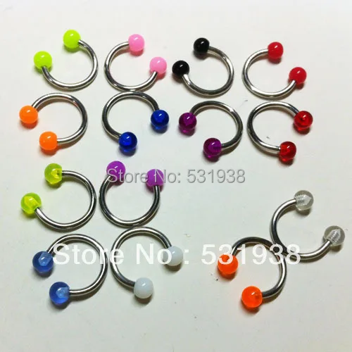 100 шт кольцо в нос пирсинг шпильки пластиковые нержавеющая сталь смешанные цвета