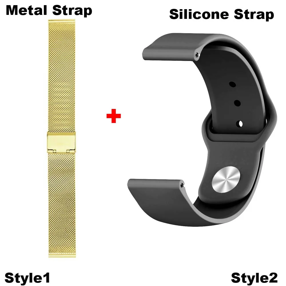 Gold-Black 20 мм Браслет Для Xiaomi Amazfit GTS ремешок для часов Amazfit Bip из нержавеющей стали металлический ремешок для часов Amazfit GTR 42 мм силиконовый ремешок - Цвет: Gold-Black