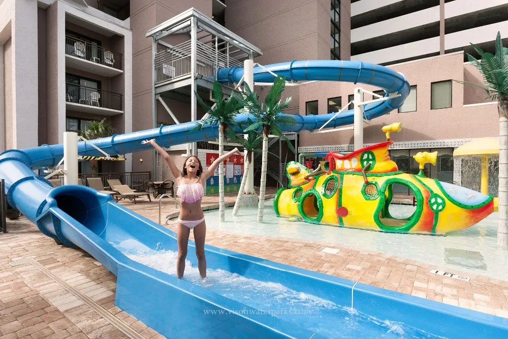 Resort hotel fiberglass swimming pool spiral family slide VISON WATERPARKS | Slides