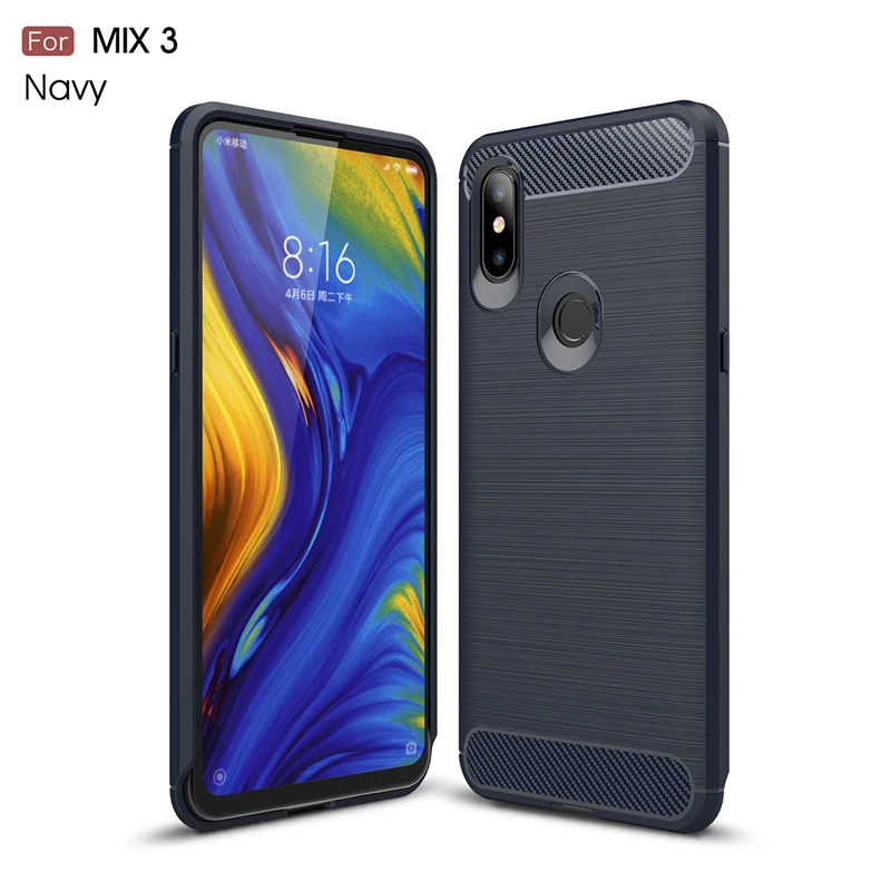 Xiaomi Mi Mix 3 Case Cover QAZ Maggie Silicone Soft TPU Brushed Carbon Fiber Texture For | Мобильные телефоны и