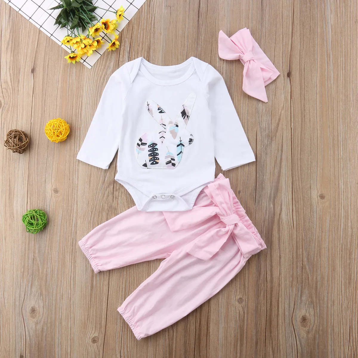 3 шт./комплект детский хлопковый комбинезон с длинным рукавом и повязкой на