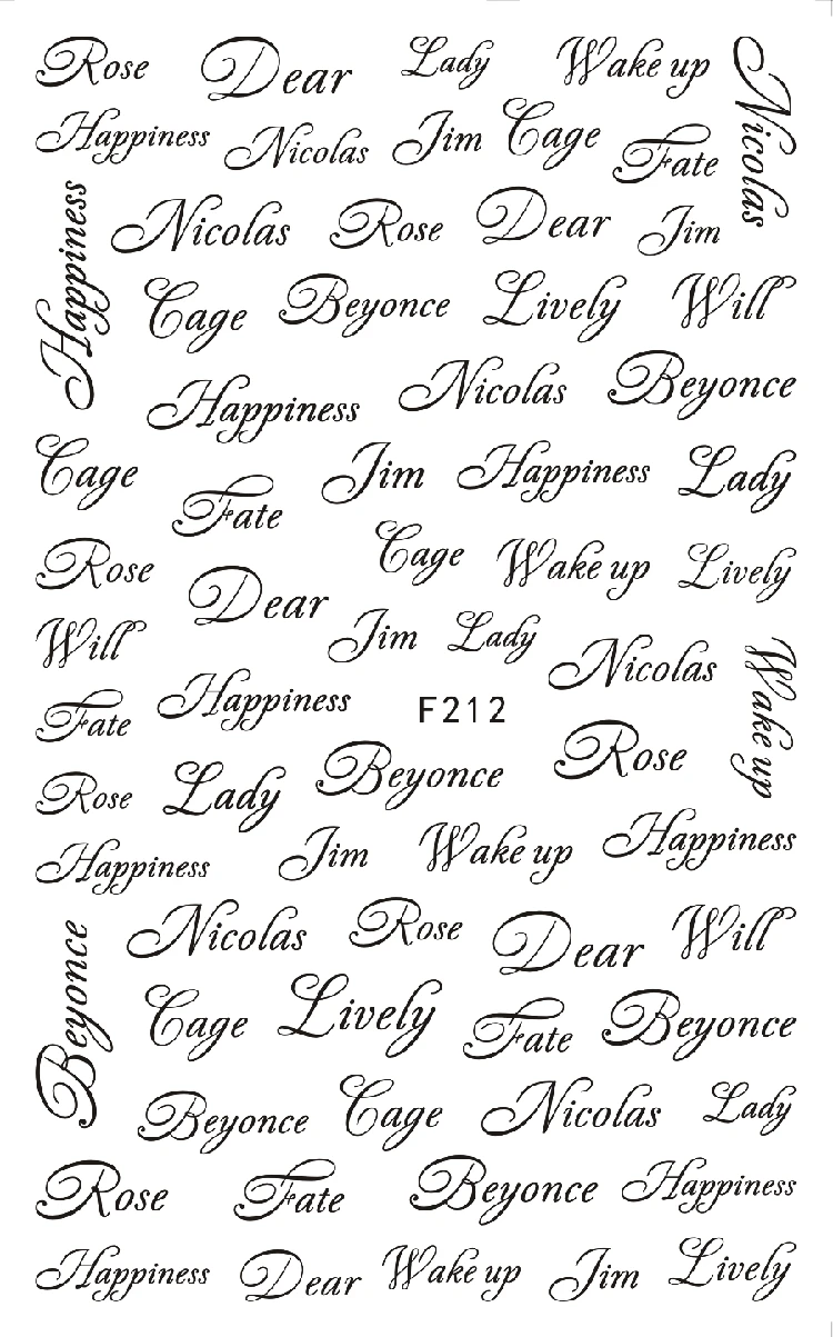 1 лист 3D уникальный классический шрифт английская буква леди дизайн слов клейкие