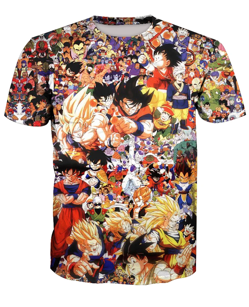 Anti-Samely New fashion 3D men's Dragon Ball four print casual short sleeve T-shirts custom-made free shipping m to 6xl | Мужская