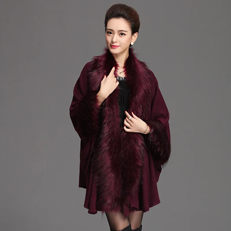 Осень-зима 2017 искусственный мех женские накидки и пончо длинное меховое пальто