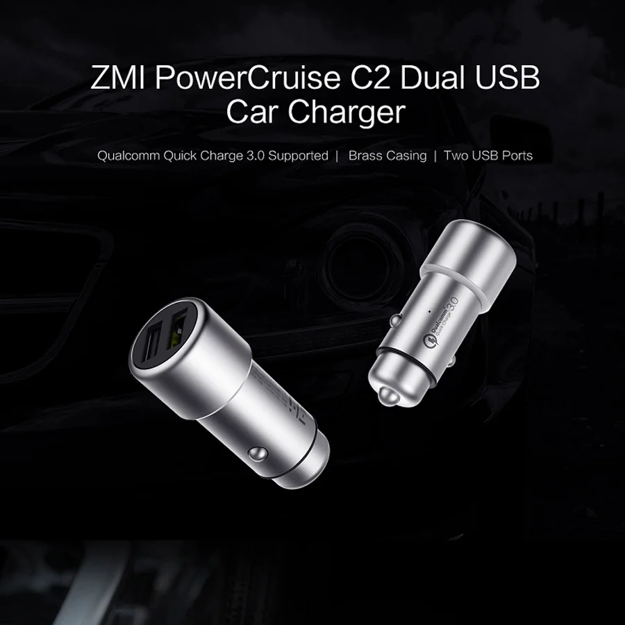 Оригинальное автомобильное зарядное устройство Xiaomi ZMI QC3.0 Quick Charge 5 V/2.4A 9 V/2A 12 V/1.5A с