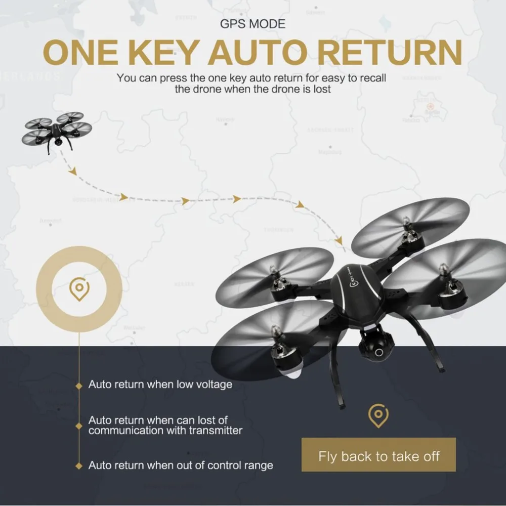 RC Drone X34C Dual Mode 5.8G FPV With 720P HD Camera GPS Altitude One Key Return Headless Quadcopter | Игрушки и хобби