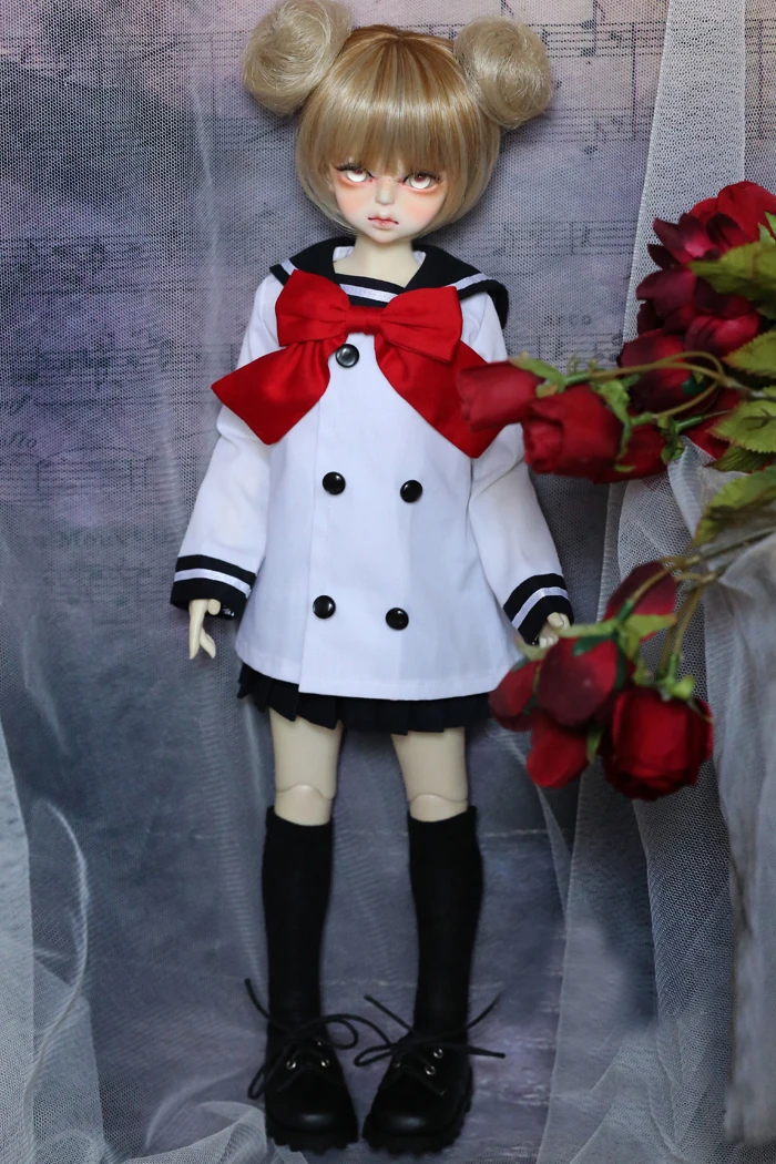 

D01-P011 детская игрушка ручной работы 1/4 1/6 аксессуары для куклы BJD/SD кукла черно-белый двойной однобортное пальто с длинным рукавом в морском с...