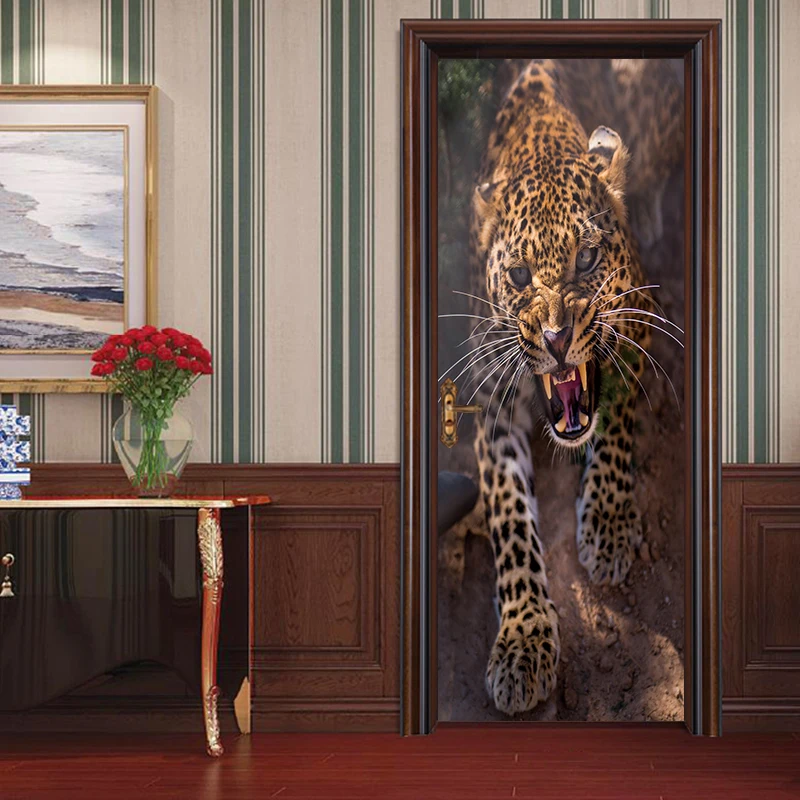 2 шт./компл. креативные животные свирепый Гепард дверная наклейка s живопись обои