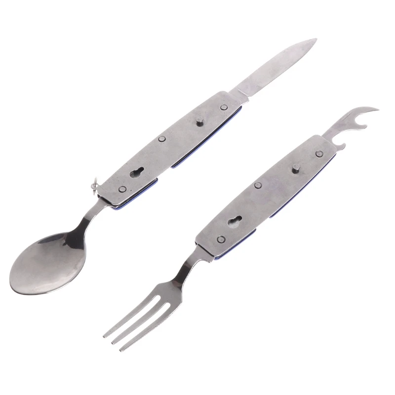 Походная Складная посуда из нержавеющей стали для пикника дорожный нож вилка