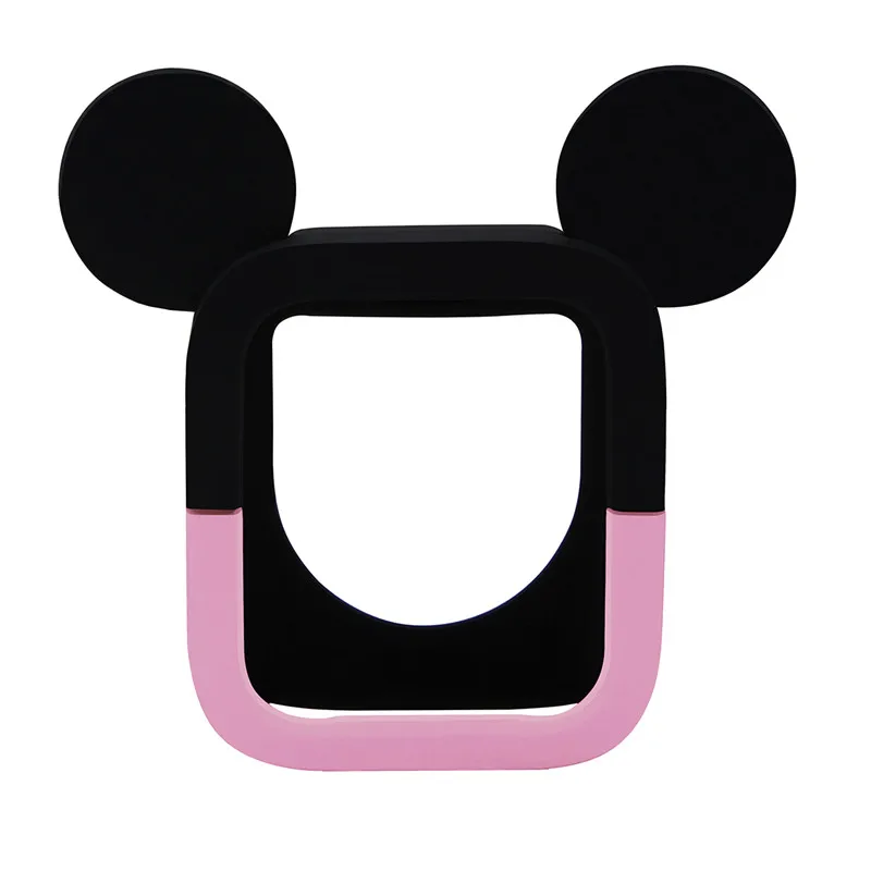 Black pink Силиконовый чехол с милыми ушками Микки и Минни Маус для Apple Watch Series 4, 3, 2, 1, защитный чехол для iWatch 44 мм, 42 мм, 40 мм, 38 мм - Цвет ремешка: Black pink