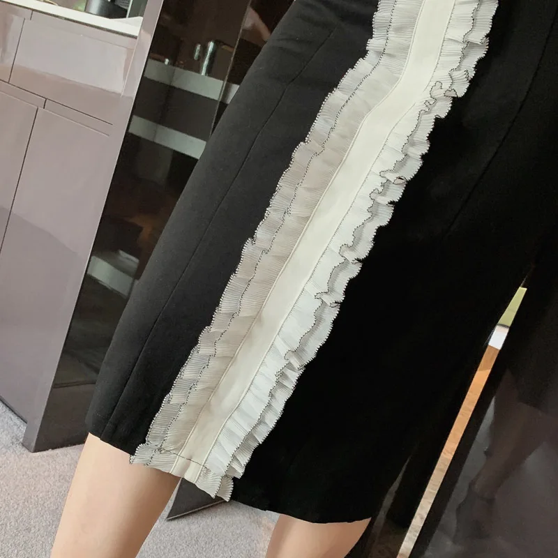 Женское лоскутное облегающее платье классическое летнее с круглым воротником и