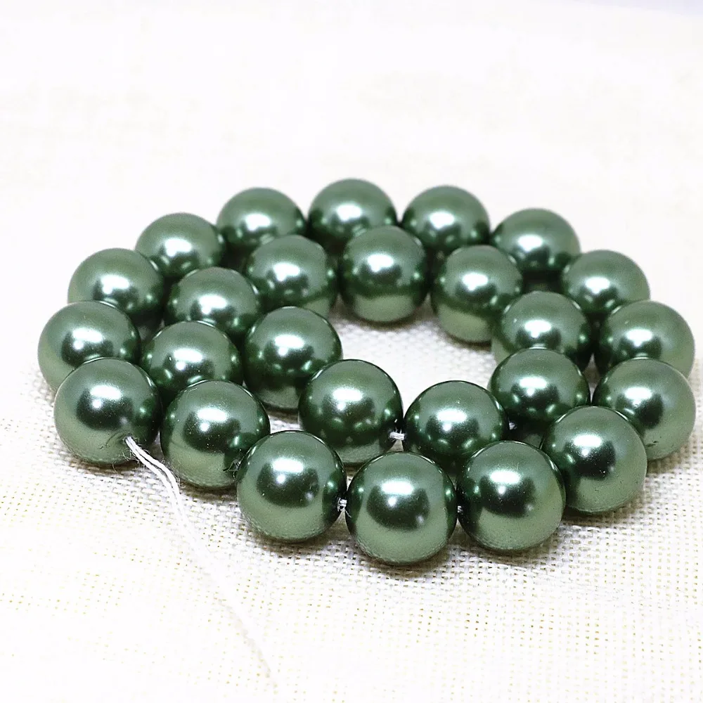 Beautiful green simulated-pearl shell wholesale 4 6 8 10 12 14mm hot sale round loose beads women jewelry making 15inch B1605 | Украшения и
