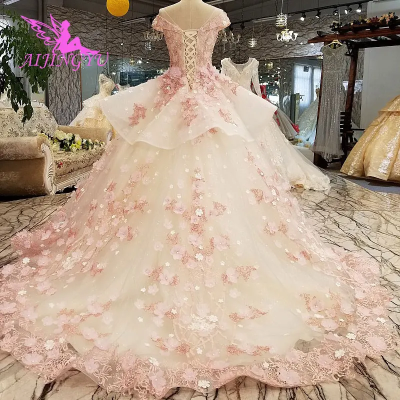 

AIJINGYU Sexy Wedding Accessories Finder Plus Size Boho Princess Bride Ruffle Gown Modest Formal Dresses