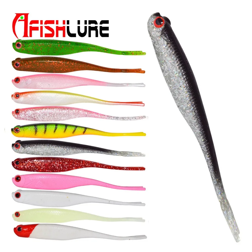 Afishlure длинный хвост мягкой рыбы 115 мм 7 г 4 шт./партия раздвоенный рыболовная