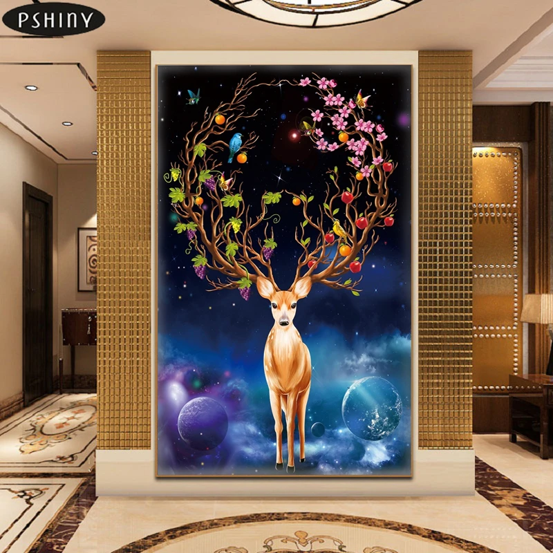 Pshiny 5d DIY картина вышитая бисером &quotЗвездное небо&quot Moose Алмазная вышивка камни в