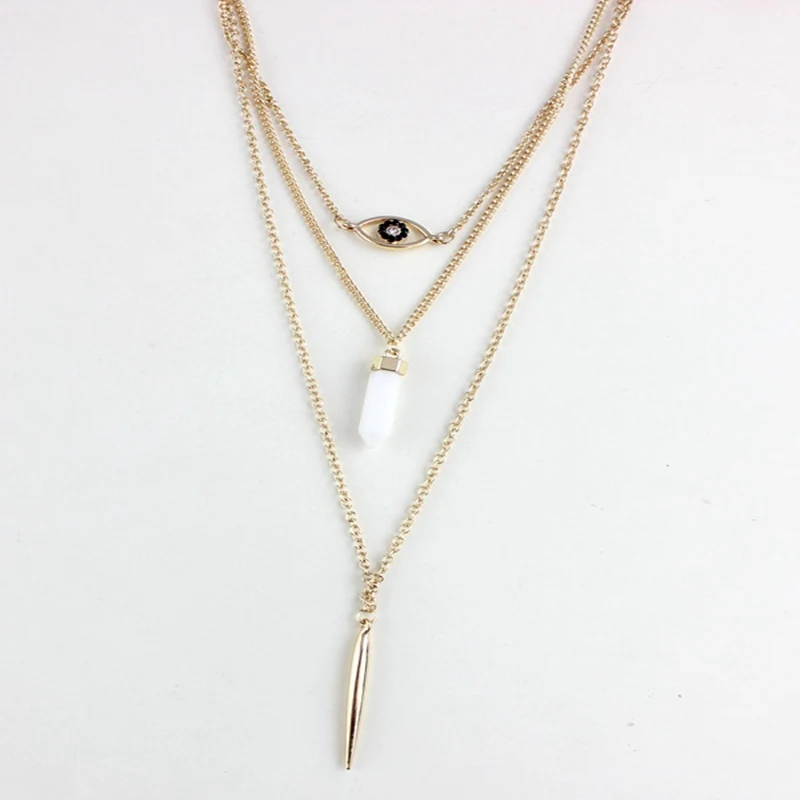 Женское ожерелье с подвеской LongWay золотистого цвета бусинами из натурального