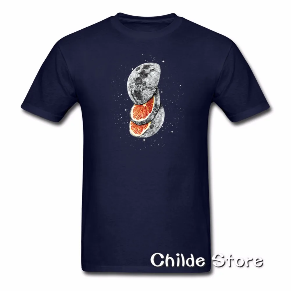 Новые поступления 2018 мода лунный фрукты Дизайн Для мужчин футболка оранжевый