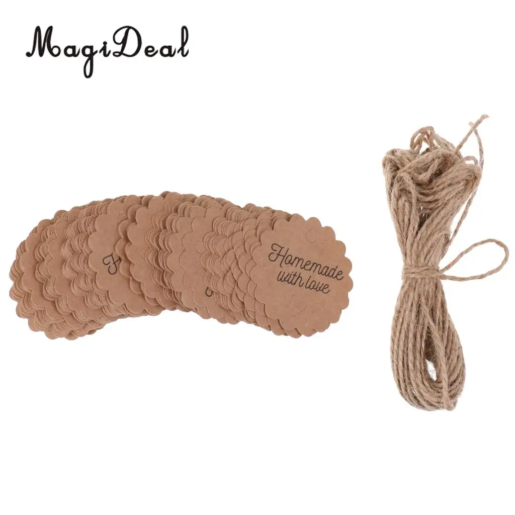 

MagIDeal 100x Vintage Kraft Paper HOMEMADE WITH LOVE Gift Tags Wedding Favor Labels