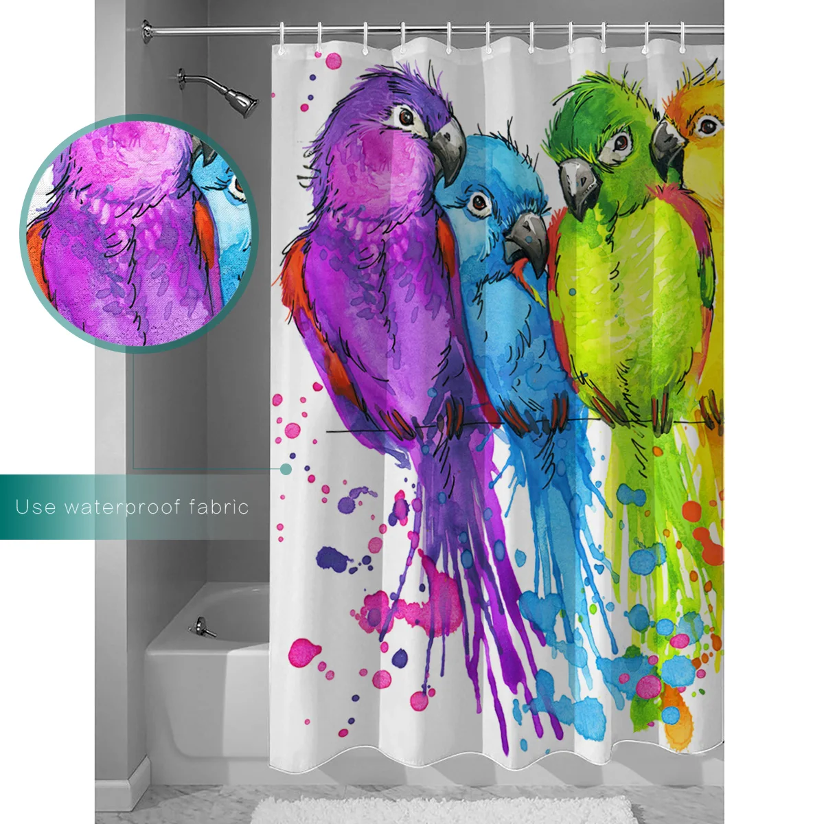 Водонепроницаемая занавеска для душа WARMTOUR красивая Акварельная декоративная