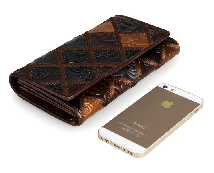 Хит продаж Женский кошелек из натуральной кожи с цветочным узором уникальный