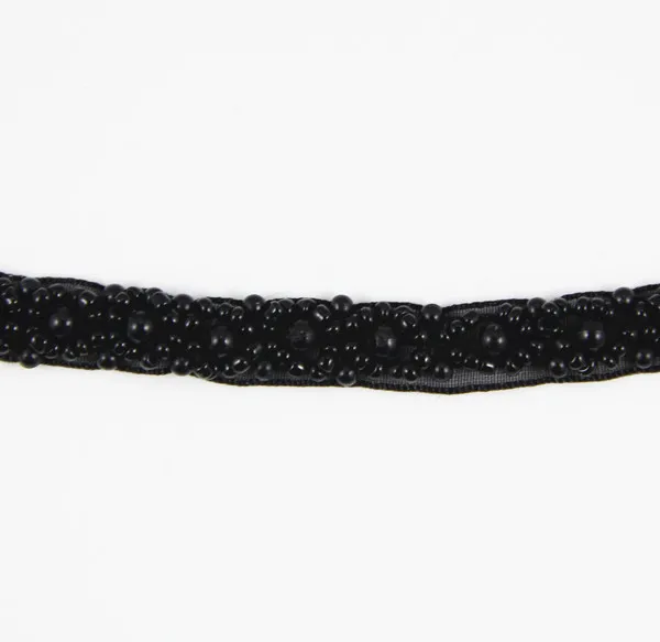 Черная жемчужная отделка из бисера плетеная органза аппликация кружевная лента