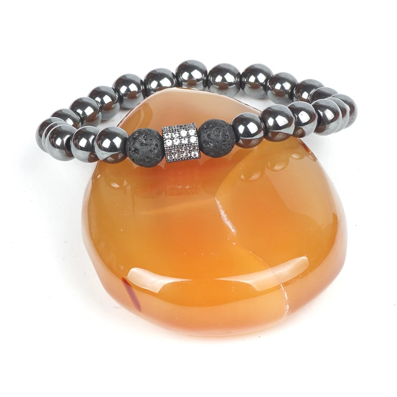 Natural Stone Beads Lava Hematite Bracelet for Men Charms Bracelets &amp Bangles Crystal Male Lucky Yoga Jewelry Accessories | Украшения и