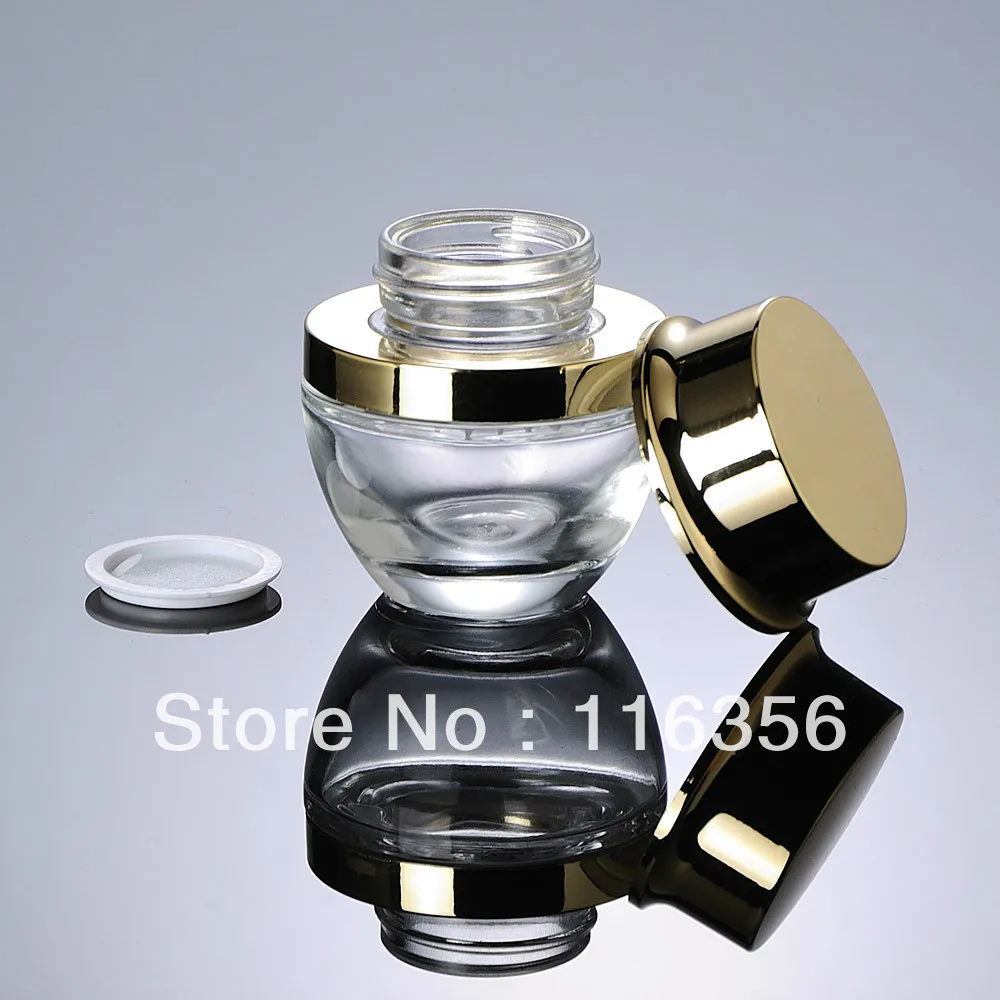 30 г прозрачная стеклянная банка для крема с золотой крышкой косметической