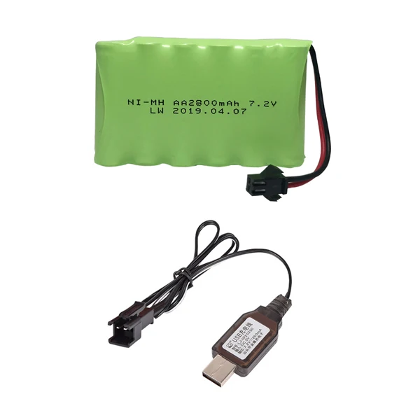 Красный 7,2 V 2800mah AA Ni-MH батарея SM вилка с зарядным устройством набор большой емкости электрические игрушки батарея дистанционного управления автомобиль корабль Робот 7,2 v батарея - Цвет: Красный