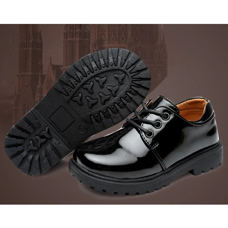 

Kids Shoes Genuine Leather Cowhide Black Boys Shoes Student Performance Shoes 2018 New Soft Comfortable Leather Shoes KS517
