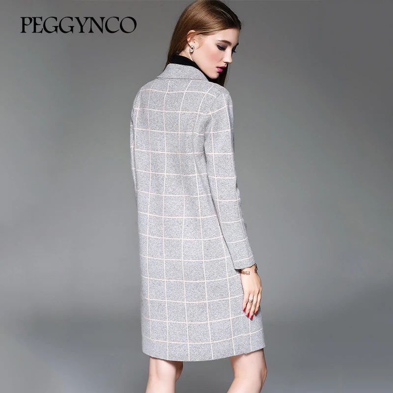 PEGGYNCO 2017 Women Long Cardigans Winter Grey Black Knitting Sweater Big Cardigan Jacket Coat MY2017310 |