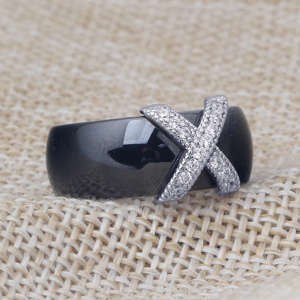 Женское керамическое кольцо с крестом 8 мм большие размеры|Кольца| |