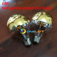 Warm White Light Shadowless A19/G80/G95 Half Silvered Plated/half golden plated led bulbs E27 COB LED Filament Bulb 30pcs/lot