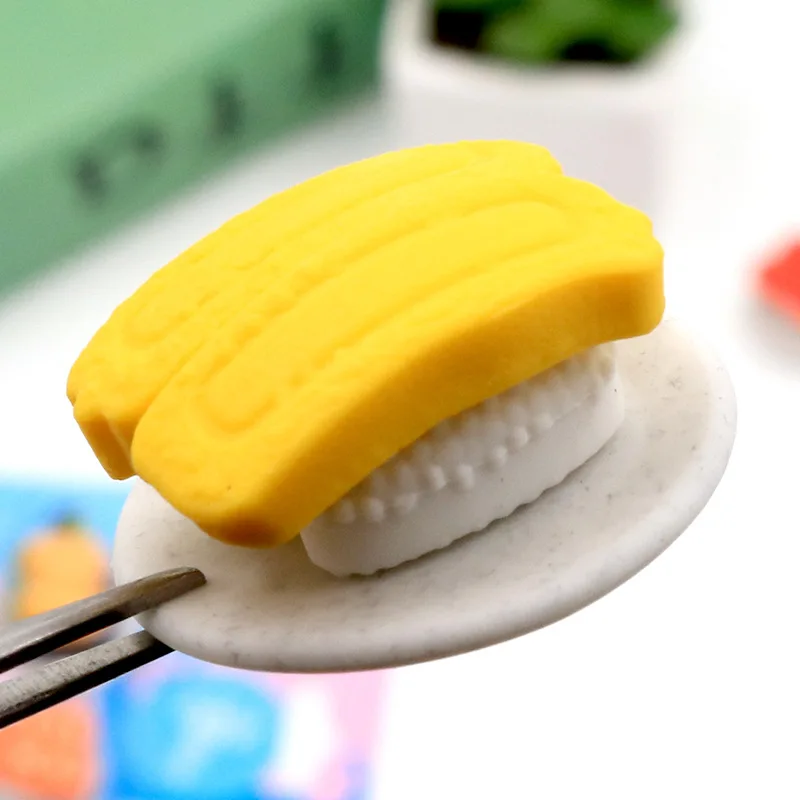 6 Pcs/set Kawaii Rubber Sushi Eraser Set For Kids Novelty Cake Stationery | Канцтовары для офиса и дома