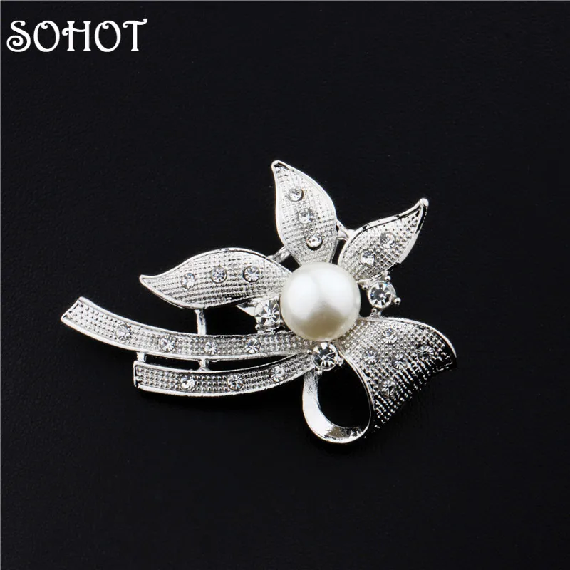 Женская Брошь-розетка с искусственным жемчугом и кристаллами | Украшения