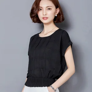 Женская блузка, белаячернаясерая, с коротким рукавом, большого размера