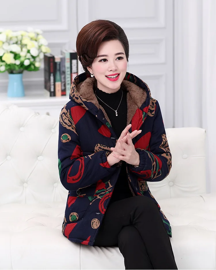 Large size Winter jacket Middle-aged women's clothing NEW Add wool Warm cotton-padded jacket Thickening Women winter coat K2902