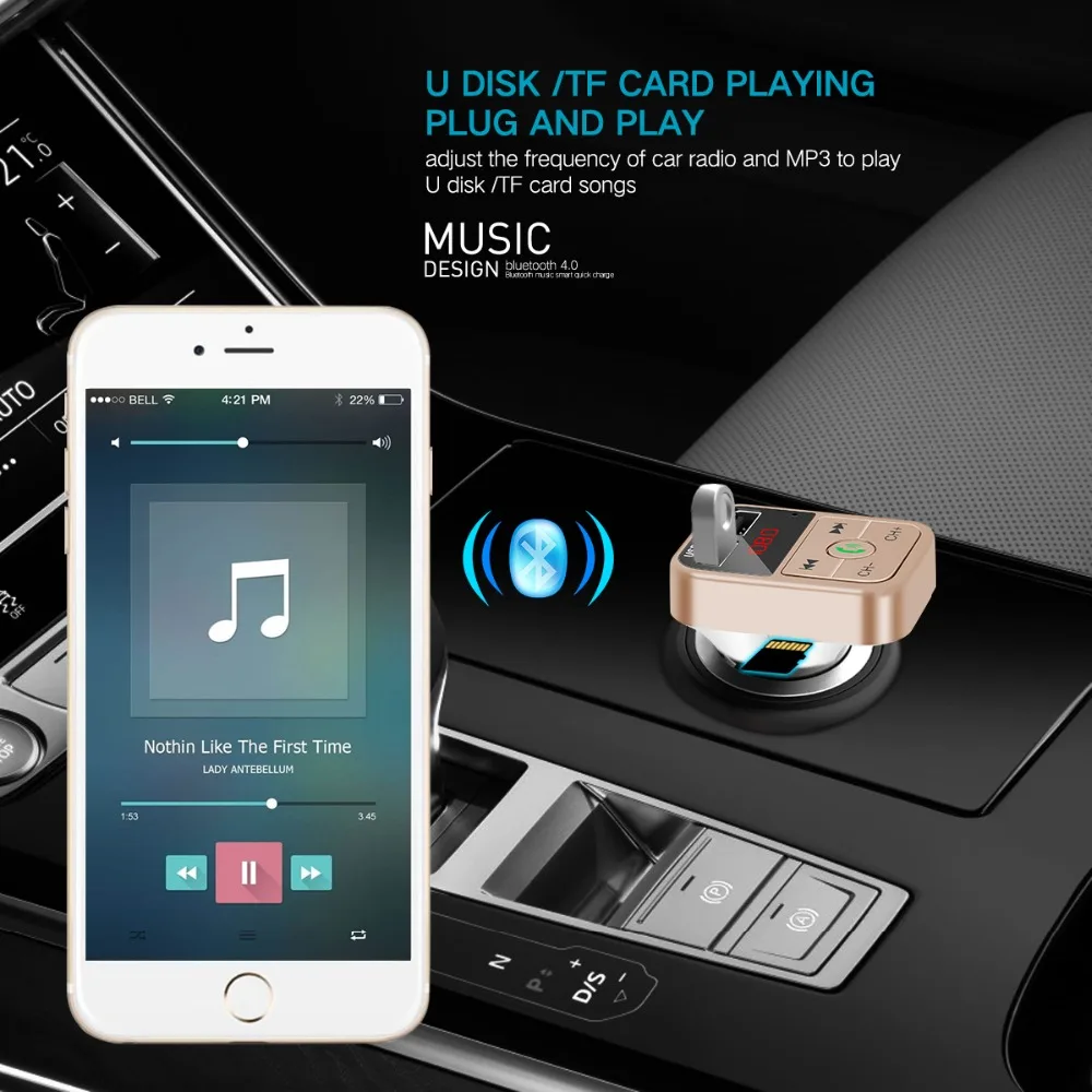 Bluetooth автомобильный fm трансмиттер модулятор громкой связи Car Kit MP3 плеер TF USB flash