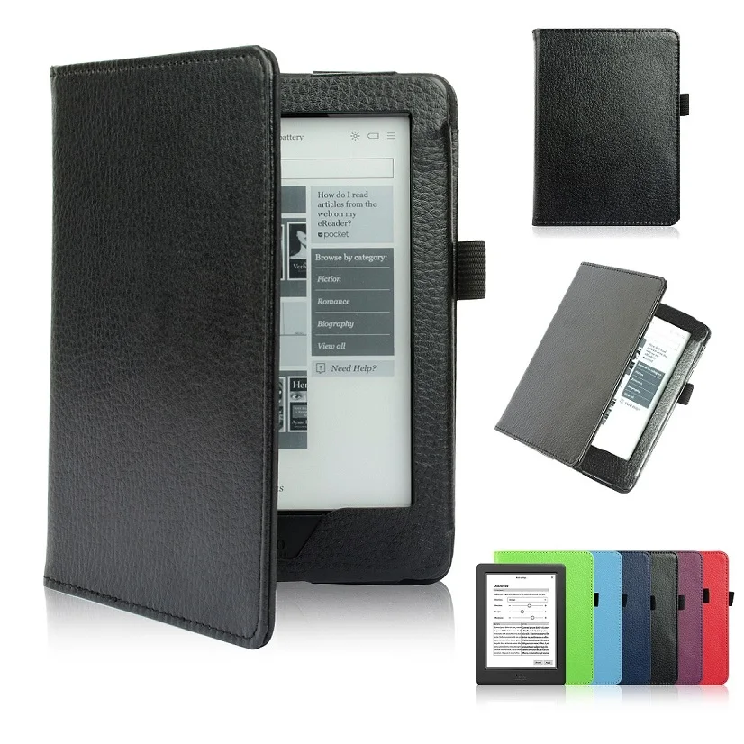Тонкий чехол книжка Solque из искусственной кожи для Kobo Glo HD Магнитный флип s e Reader