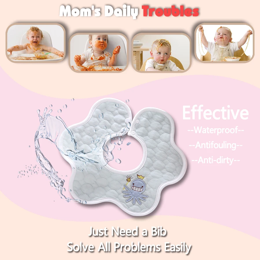 Waterproof Cotton Baby Bib Bandana Bibs for Scarf Apron Children's Infant Feeding Burp Cloth Drool Slab Boy Girl Stuff | Детская