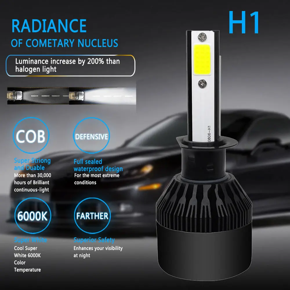 Черная светодиодная Автомобильная фара C6 Светодиодная лампа H7 H1 36 Вт 200 лм