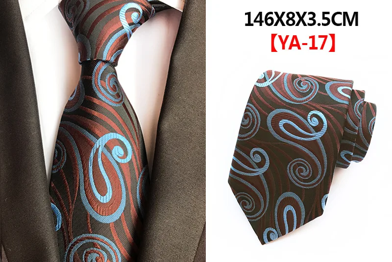 Модный 8 см Шелковый Цветочный галстук черный, красный, желтый жаккардовый галстук для мужчин деловые вечерние галстуки для шеи Аксессуары Подарочный галстук - Цвет: A17